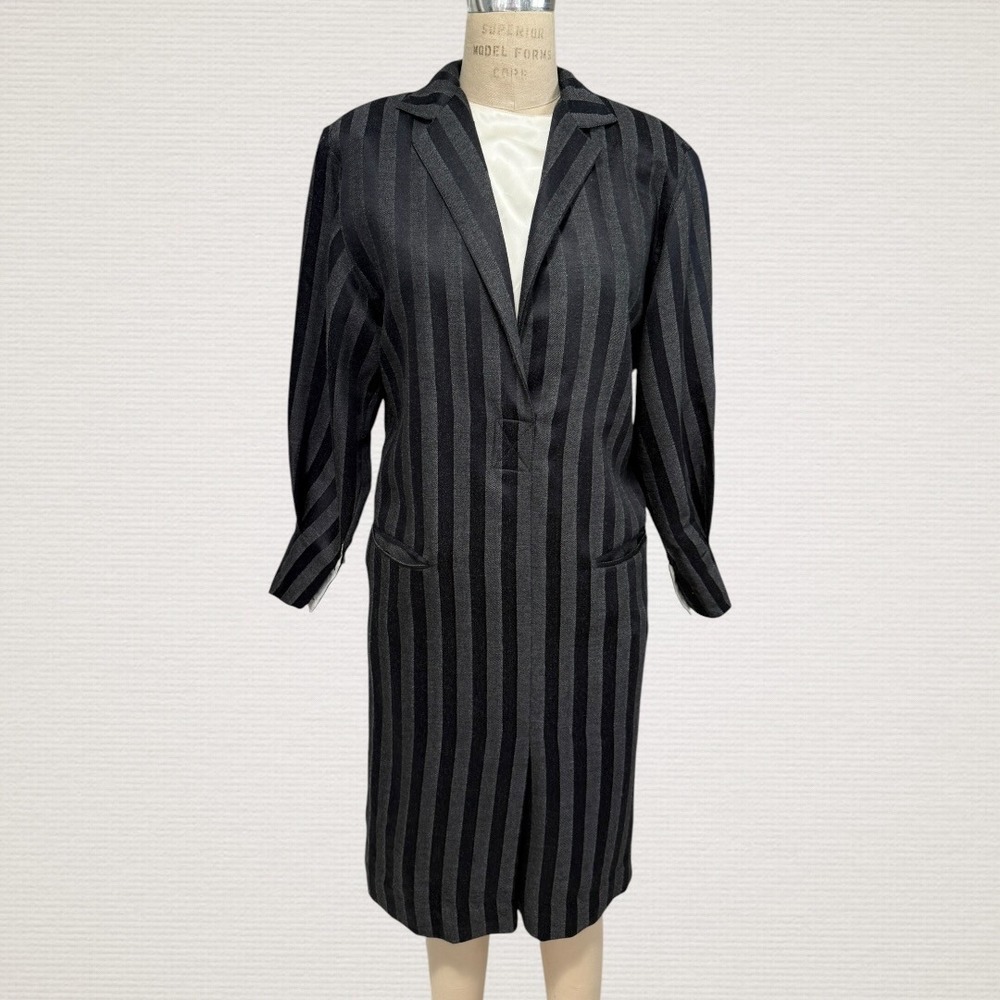 Vintage Gianfranco Ferre Dress Women 4 Black Stripe Wool Silk Italy Avant Garde